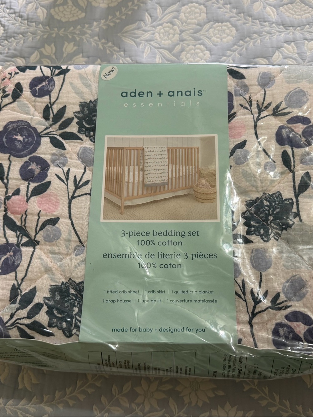aden + anais essentials Floral Cotton Bedding Set - Blue & Pink